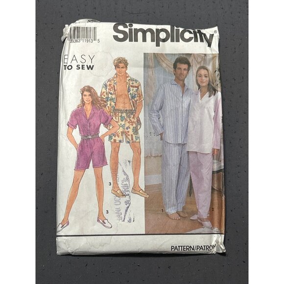 Simplicity 7583 Unisex Sew Pajama & Loungewear Pattern Two Lengths XS-XL Vtg - Picture 1 of 4